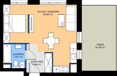 1 pokój, mieszkanie 37,69 m², piętro 1, oferta nr B1.A.02, Teatralna 3 - budynek B, Sosnowiec, Śródmieście, ul. Teatralna 1