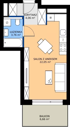 1 pokój, mieszkanie 29,87 m², piętro 2, oferta nr B2.A.06, Teatralna 3 - budynek B, Sosnowiec, Śródmieście, ul. Teatralna 1