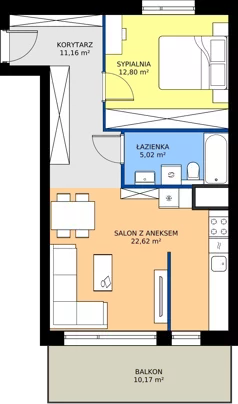 2 pokoje, mieszkanie 51,60 m², piętro 2, oferta nr B2.A.03, Teatralna 3 - budynek B, Sosnowiec, Śródmieście, ul. Teatralna 1