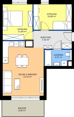 3 pokoje, mieszkanie 58,09 m², piętro 3, oferta nr B3.B.01, Teatralna 3 - budynek B, Sosnowiec, Śródmieście, ul. Teatralna 1