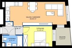 2 pokoje, mieszkanie 46,00 m², piętro 2, oferta nr B2.B.06, Teatralna 3 - budynek B, Sosnowiec, Śródmieście, ul. Teatralna 1