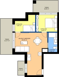 3 pokoje, lokal inwestycyjny 46,77 m², piętro 2, oferta nr A17, Tatrzański Resort, Białka Tatrzańska, ul. Środkowa 75