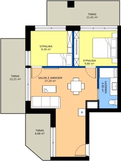 3 pokoje, lokal inwestycyjny 49,50 m², piętro 1, oferta nr A09, Tatrzański Resort, Białka Tatrzańska, ul. Środkowa 75