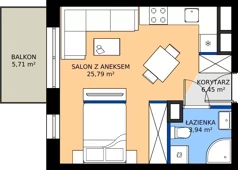 1 pokój, mieszkanie 36,18 m², piętro 5, oferta nr A5.05, Teatralna 3 - budynek A, Sosnowiec, Śródmieście, ul. Teatralna 1