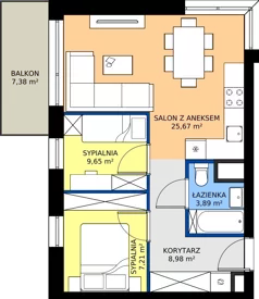 3 pokoje, mieszkanie 55,40 m², piętro 1, oferta nr A1.06, Teatralna 3 - budynek A, Sosnowiec, Śródmieście, ul. Teatralna 1