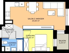 2 pokoje, mieszkanie 44,76 m², piętro 2, oferta nr A2.08, Teatralna 3 - budynek A, Sosnowiec, Śródmieście, ul. Teatralna 1