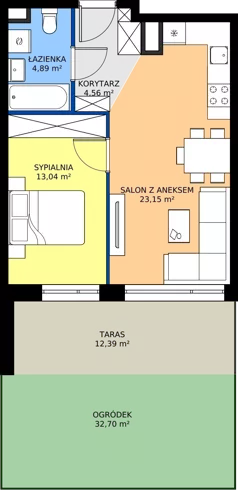 2 pokoje, apartament 42,18 m², piętro 1, oferta nr A1.01, Teatralna 3 - budynek A, Sosnowiec, Śródmieście, ul. Teatralna 1