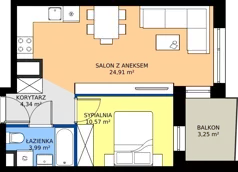 2 pokoje, apartament 43,81 m², piętro 3, oferta nr A3.10, Teatralna 3 - budynek A, Sosnowiec, Śródmieście, ul. Teatralna 1