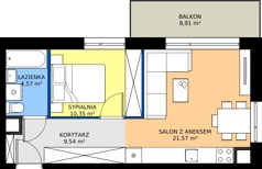 2 pokoje, mieszkanie 46,03 m², piętro 5, oferta nr A5.07, Teatralna 3 - budynek A, Sosnowiec, Śródmieście, ul. Teatralna 1