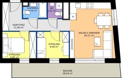3 pokoje, apartament 63,28 m², piętro 3, oferta nr A3.11, Teatralna 3 - budynek A, Sosnowiec, Śródmieście, ul. Teatralna 1