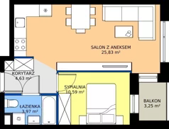 2 pokoje, mieszkanie 45,02 m², piętro 1, oferta nr A1.09, Teatralna 3 - budynek A, Sosnowiec, Śródmieście, ul. Teatralna 1