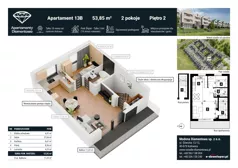 2 pokoje, apartament 66,52 m², piętro 2, oferta nr 13B, Apartamenty Diamentowa, Siemianowice Śląskie, Bytków, ul. Diamentowa