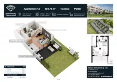 4 pokoje, apartament 103,64 m², parter, oferta nr 1A, Apartamenty Diamentowa, Siemianowice Śląskie, Bytków, ul. Diamentowa