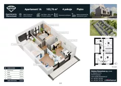 4 pokoje, apartament 103,64 m², parter, oferta nr 1A, Apartamenty Diamentowa, Siemianowice Śląskie, Bytków, ul. Diamentowa