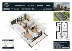 4 pokoje, apartament 103,67 m², parter, oferta nr 7A, Apartamenty Diamentowa, Siemianowice Śląskie, Bytków, ul. Diamentowa