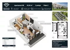 2 pokoje, apartament 59,88 m², piętro 2, oferta nr 8B, Apartamenty Diamentowa, Siemianowice Śląskie, Bytków, ul. Diamentowa