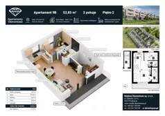2 pokoje, apartament 66,52 m², piętro 2, oferta nr 9B, Apartamenty Diamentowa, Siemianowice Śląskie, Bytków, ul. Diamentowa
