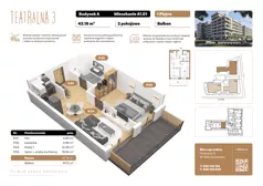 2 pokoje, mieszkanie 42,18 m², piętro 1, oferta nr A1.01, Teatralna 3 - budynek A, Sosnowiec, Śródmieście, ul. Teatralna 1