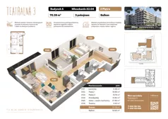 3 pokoje, mieszkanie 70,39 m², piętro 2, oferta nr A2.04, Teatralna 3 - budynek A, Sosnowiec, Śródmieście, ul. Teatralna 1