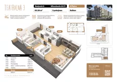 3 pokoje, mieszkanie 63,28 m², piętro 4, oferta nr A4.11, Teatralna 3 - budynek A, Sosnowiec, Śródmieście, ul. Teatralna 1