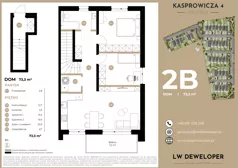 3 pokoje, apartament 73,30 m², piętro 1, oferta nr 2B, Osiedle Kasprowicza 4, Łódź, Widzew, Nowosolna, ul. Kasprowicza 4