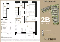 3 pokoje, mieszkanie 73,70 m², piętro 1, oferta nr 2B, Osiedle Kasprowicza 4, Łódź, Widzew, Nowosolna, ul. Kasprowicza 4