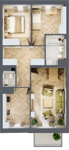 3 pokoje, mieszkanie 65,29 m², parter, oferta nr bud-1-M16, Osiedle Central Park - etap II, Kajkowo, ul. Widok