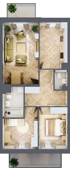 3 pokoje, mieszkanie 65,84 m², piętro 1, oferta nr bud-2-M32, Osiedle Central Park - etap II, Kajkowo, ul. Widok