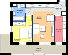 2 pokoje, mieszkanie 48,44 m², piętro 4, oferta nr 1-19, Fromborska, Elbląg, Nad Jarem, ul. Fromborska 2B
