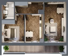 2 pokoje, mieszkanie 59,66 m², piętro 1, oferta nr 1-6, Fromborska, Elbląg, Nad Jarem, ul. Fromborska 2B
