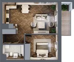 2 pokoje, mieszkanie 47,81 m², piętro 1, oferta nr 1-36, Fromborska, Elbląg, Nad Jarem, ul. Fromborska 2B