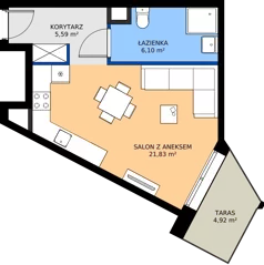 1 pokój, apartament 33,52 m², piętro 1, oferta nr A.1.M05, Cynamonowa Ursynów, Warszawa, Ursynów, Ursynów Centrum, ul. Cynamonowa 23