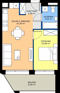 2 pokoje, mieszkanie 39,08 m², piętro 2, oferta nr A.2.M06, Cynamonowa Ursynów, Warszawa, Ursynów, Ursynów Centrum, ul. Cynamonowa 23