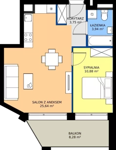 2 pokoje, apartament 44,21 m², piętro 3, oferta nr A.3.M05, Cynamonowa Ursynów, Warszawa, Ursynów, Ursynów Centrum, ul. Cynamonowa 23