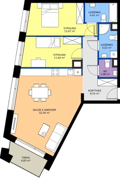 3 pokoje, apartament 77,29 m², piętro 1, oferta nr A.1.M02, Cynamonowa Ursynów, Warszawa, Ursynów, Ursynów Centrum, ul. Cynamonowa 23