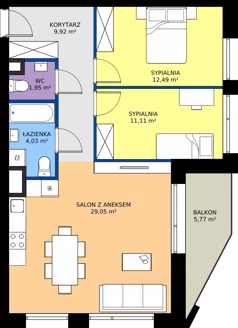 3 pokoje, mieszkanie 68,55 m², piętro 2, oferta nr A.2.M07, Cynamonowa Ursynów, Warszawa, Ursynów, Ursynów Centrum, ul. Cynamonowa 23
