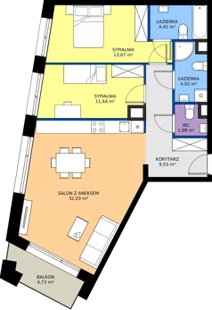 3 pokoje, mieszkanie 77,28 m², piętro 2, oferta nr A.2.M02, Cynamonowa Ursynów, Warszawa, Ursynów, Ursynów Centrum, ul. Cynamonowa 23