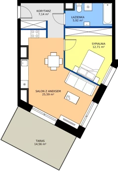 2 pokoje, apartament 51,36 m², piętro 8, oferta nr A.8.M03, Cynamonowa Ursynów, Warszawa, Ursynów, Ursynów Centrum, ul. Cynamonowa 23