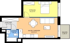 2 pokoje, apartament 41,73 m², piętro 3, oferta nr B.3.M16, Cynamonowa Ursynów, Warszawa, Ursynów, Ursynów Centrum, ul. Cynamonowa 23