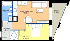 2 pokoje, mieszkanie 40,61 m², piętro 2, oferta nr B.2.M02, Cynamonowa Ursynów, Warszawa, Ursynów, Ursynów Centrum, ul. Cynamonowa 23