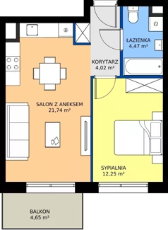 2 pokoje, apartament 42,48 m², piętro 1, oferta nr B.1.M09, Cynamonowa Ursynów, Warszawa, Ursynów, Ursynów Centrum, ul. Cynamonowa 23