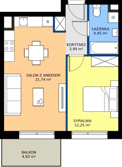 2 pokoje, mieszkanie 42,43 m², piętro 2, oferta nr B.2.M09, Cynamonowa Ursynów, Warszawa, Ursynów, Ursynów Centrum, ul. Cynamonowa 23