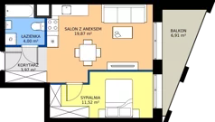 2 pokoje, mieszkanie 39,36 m², piętro 2, oferta nr B.2.M03, Cynamonowa Ursynów, Warszawa, Ursynów, Ursynów Centrum, ul. Cynamonowa 23