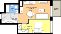 2 pokoje, mieszkanie 42,28 m², piętro 2, oferta nr B.2.M17, Cynamonowa Ursynów, Warszawa, Ursynów, Ursynów Centrum, ul. Cynamonowa 23