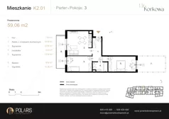 3 pokoje, mieszkanie 59,06 m², parter, oferta nr K2.01, Korkowa 146, Warszawa, Wawer, ul. Korkowa 146
