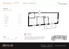 3 pokoje, mieszkanie 55,24 m², piętro 1, oferta nr K3.06, Korkowa 146, Warszawa, Wawer, ul. Korkowa 146