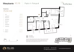 4 pokoje, mieszkanie 75,54 m², piętro 4, oferta nr K3.18, Korkowa 146, Warszawa, Wawer, ul. Korkowa 146