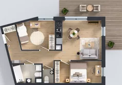 3 pokoje, mieszkanie 51,56 m², piętro 1, oferta nr K1.08, Korkowa 146, Warszawa, Wawer, ul. Korkowa 146