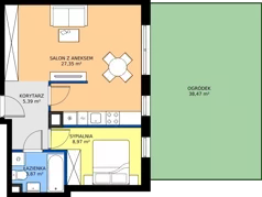 2 pokoje, mieszkanie 45,58 m², parter, oferta nr K2.03, Korkowa 146, Warszawa, Wawer, ul. Korkowa 146