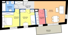 3 pokoje, mieszkanie 55,24 m², piętro 1, oferta nr K3.06, Korkowa 146, Warszawa, Wawer, ul. Korkowa 146